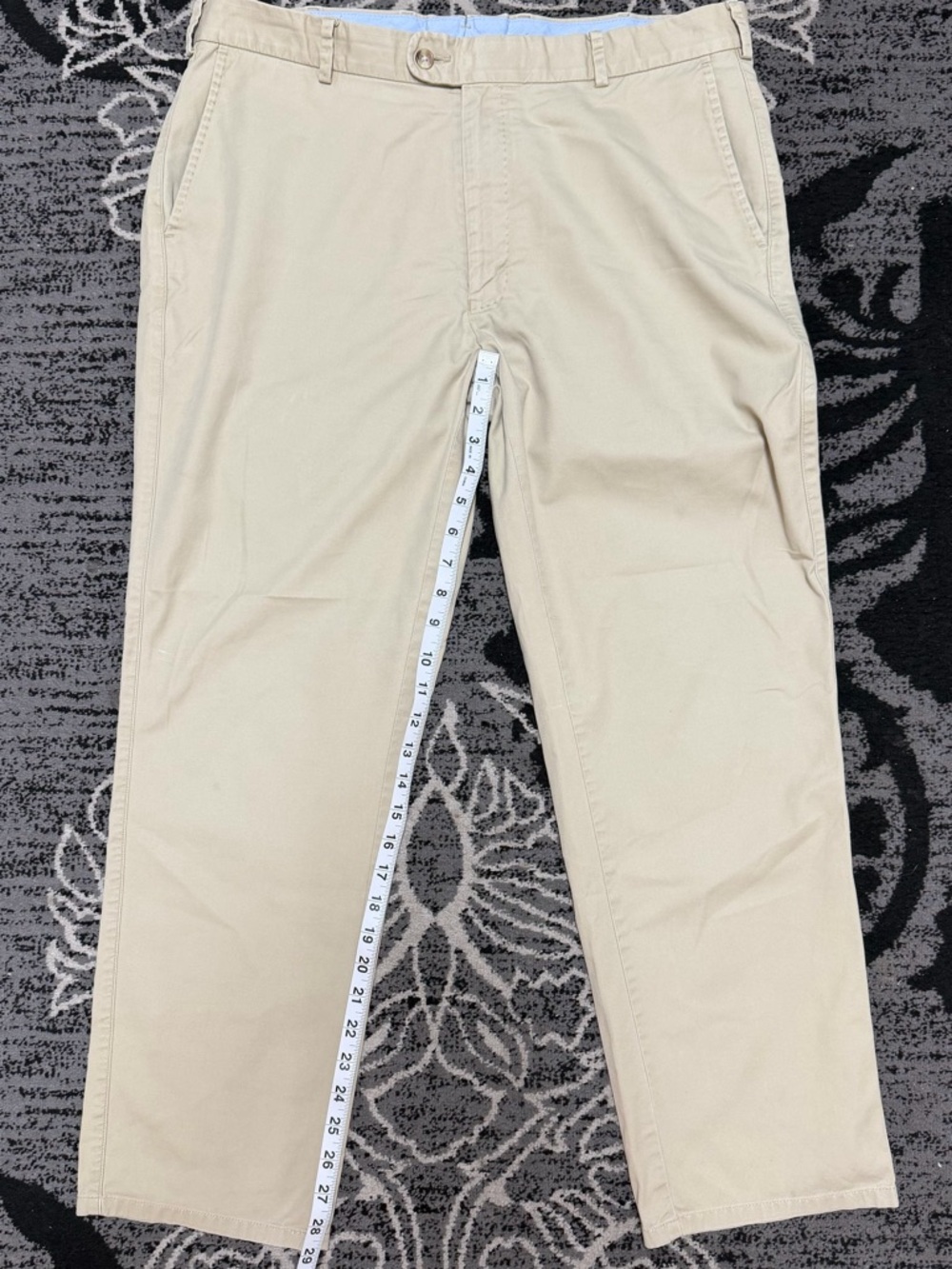 Peter Millar Khaki Chino Pants with Blue Stripe Waistband